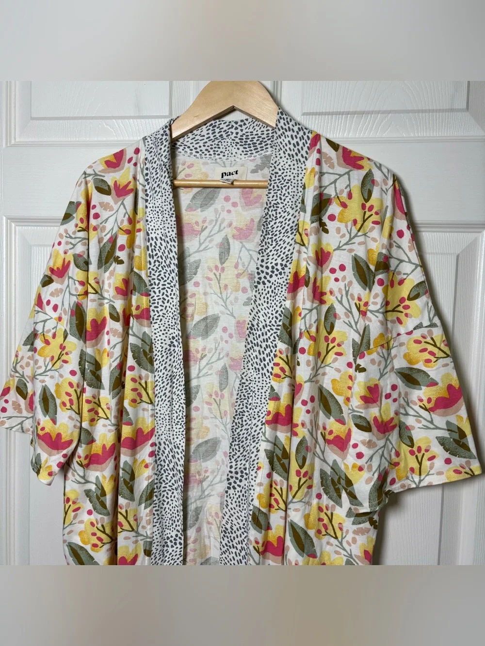 Pact Organic Staycation Robe Kimono Small Pajama Lounge Pockets Granola Minimal